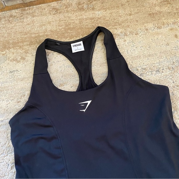 Gymshark Sport Dress Solid Black Skort Hidden Shorts Logo Front Tank Top: Large - Picture 2 of 9
